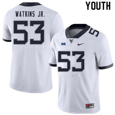 Youth West Virginia Mountaineers NCAA #53 Eddie Watkins Jr. Navy Authentic Nike Stitched College Football Jersey MC15T27KT